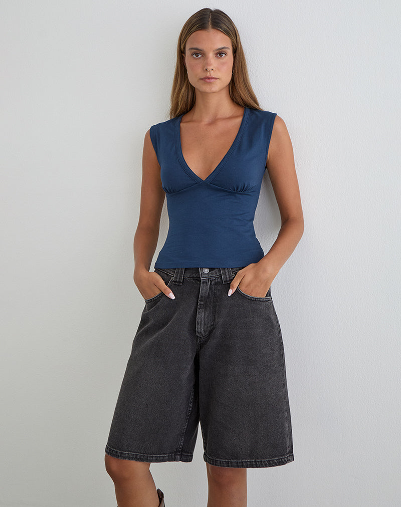 Image of Emberly Plunge Top in Navy