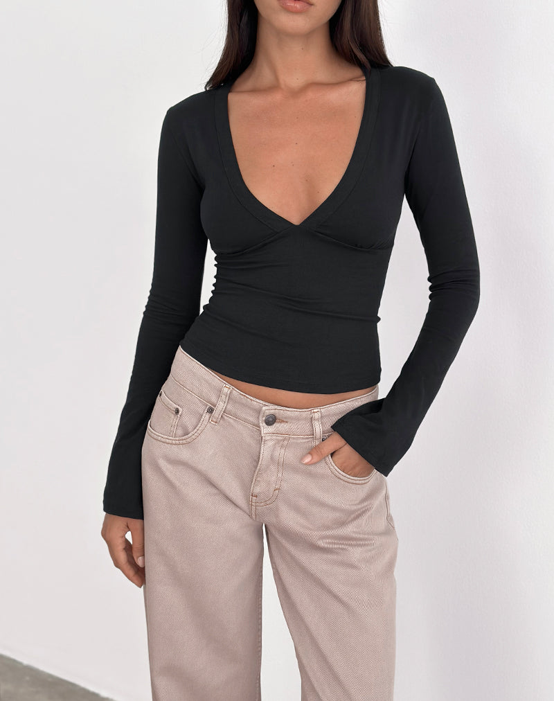 Image of Emesy Long Sleeve Top in Black