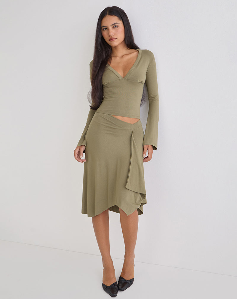 Image of Emesy Long Sleeve Top in Khaki