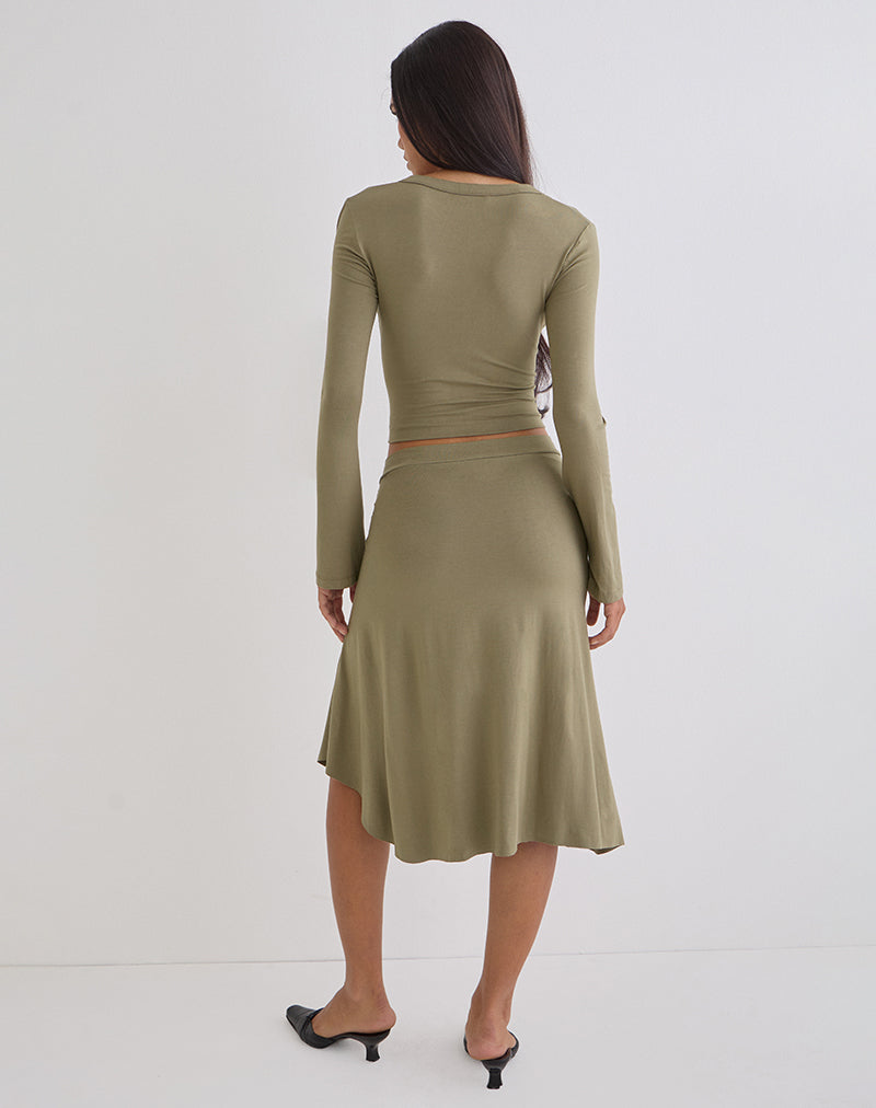 Image of Esmeray Midi Skirt in Khaki