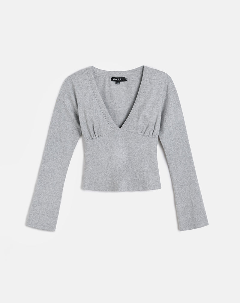 Image of Emesy Long Sleeve Top in Grey Marl