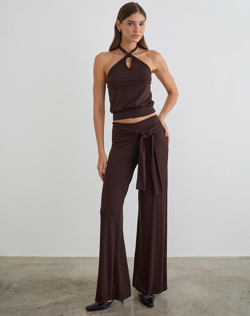 Image of Esata Wrap Trouser in Bitter Chocolate