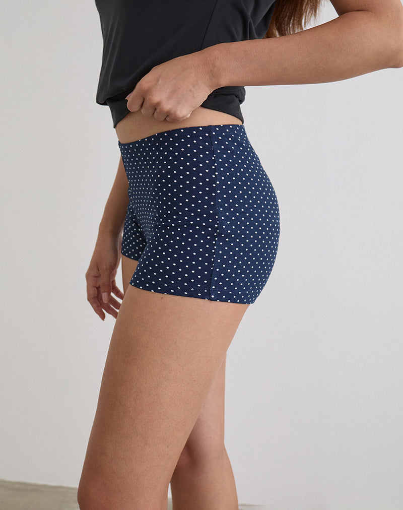 Image of Eunia Short in Navy with Micro Polka Print