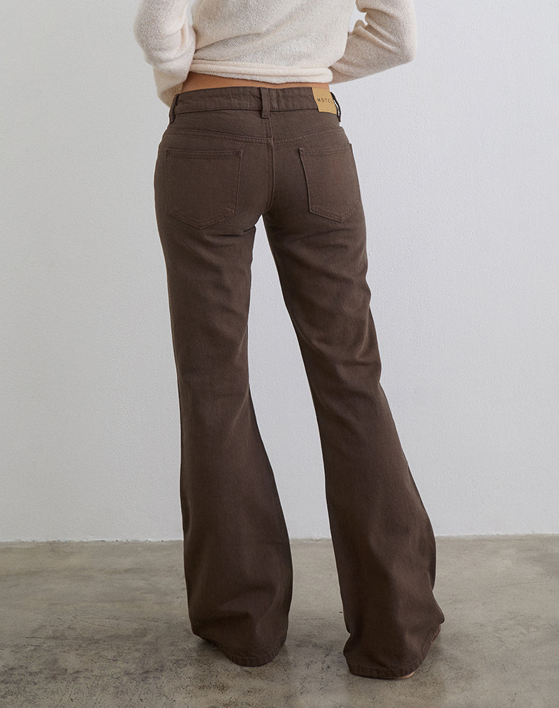 Image of Extra Low Rise Flare Jeans in Dark Chocolate