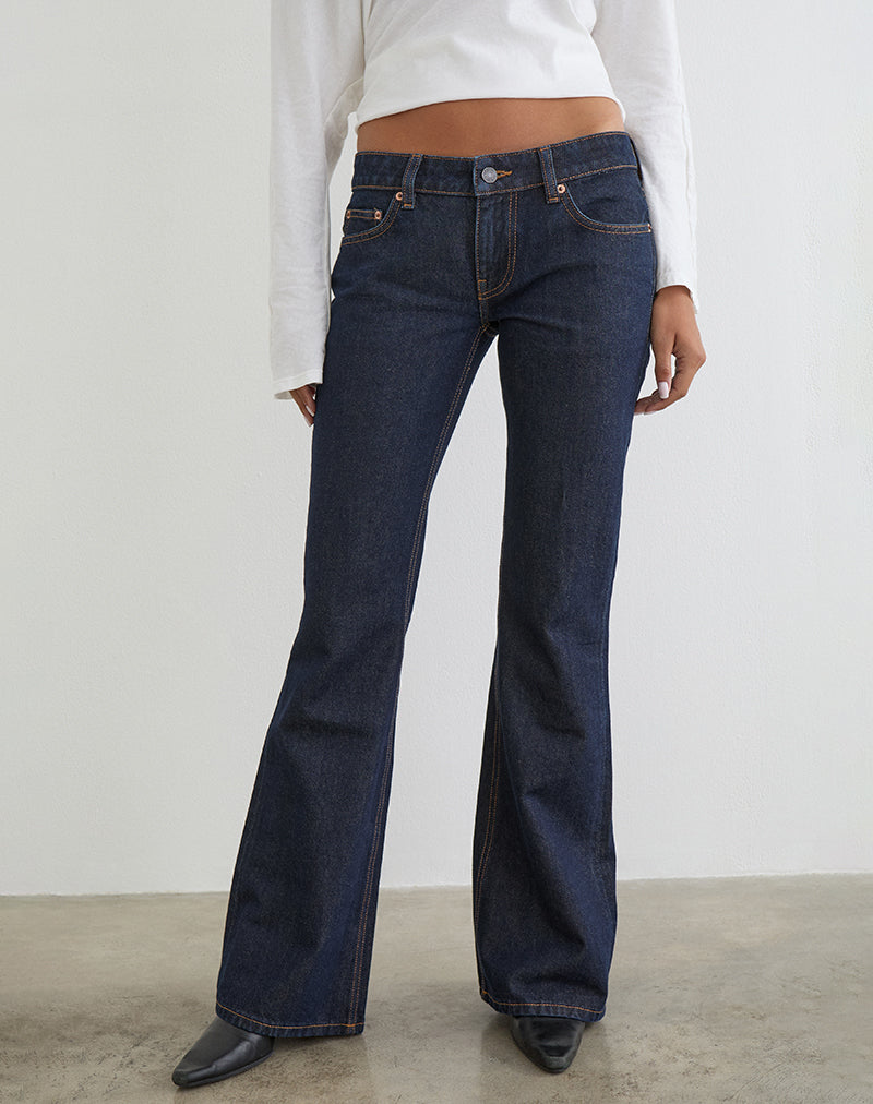 Image of Extra Low Rise Flare Jeans in Indigo