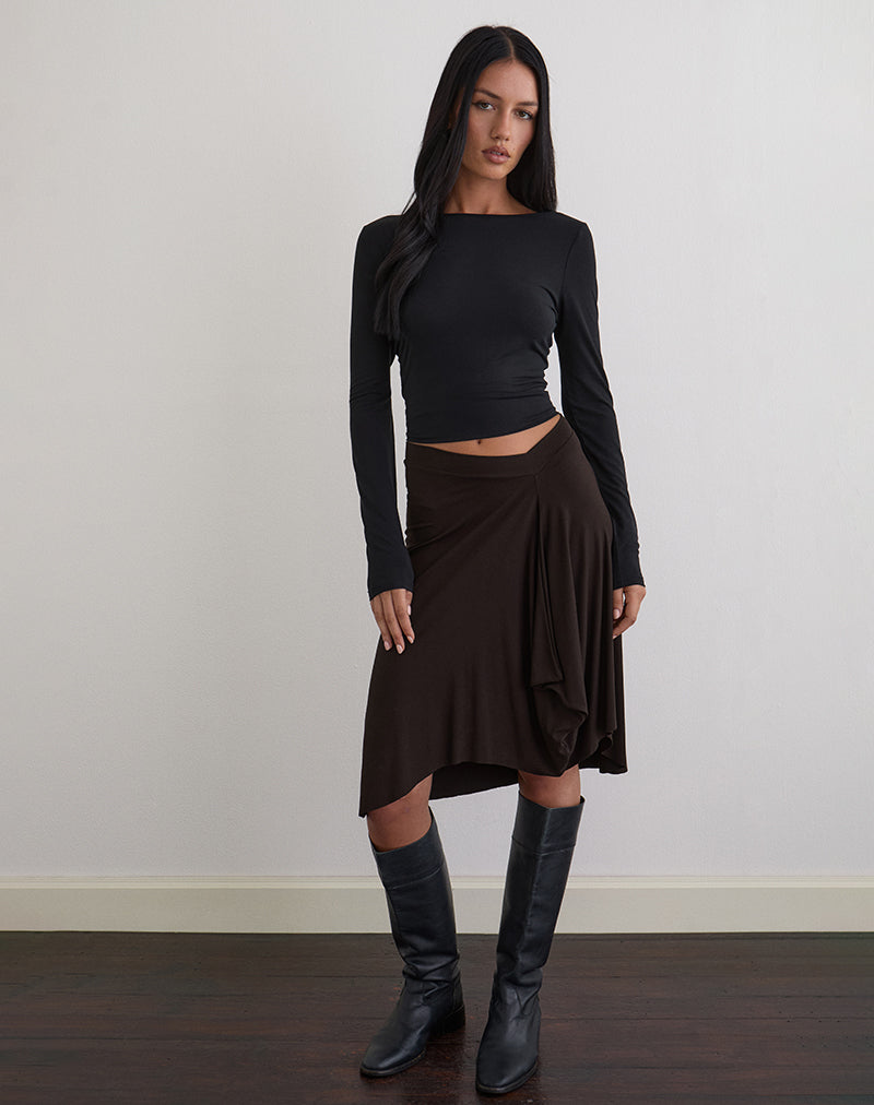 Image of Esmeray Midi Skirt in Chocolate Brown