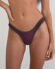 Image of Farida Bikini Bottom in Abstract Zebra Burgundy with Green Binding