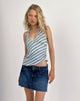 Image of Fayez Slinky Top in Diagonal Striped Light Blue
