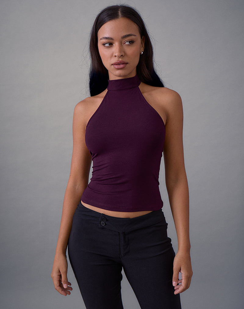 Image of Galile High Neck Top in Jersey Fig