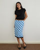 Image of Gamila Midi Skirt in Blue with Polka Space Black