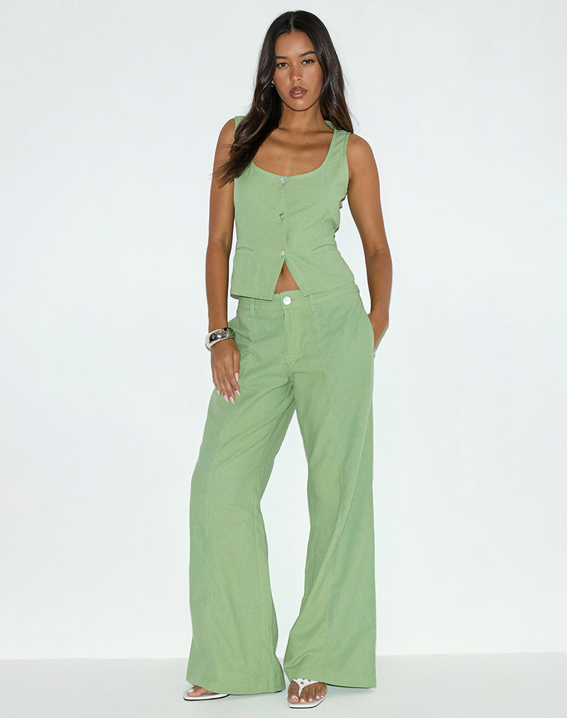Image of Ganita Vest in Linen Minty Green