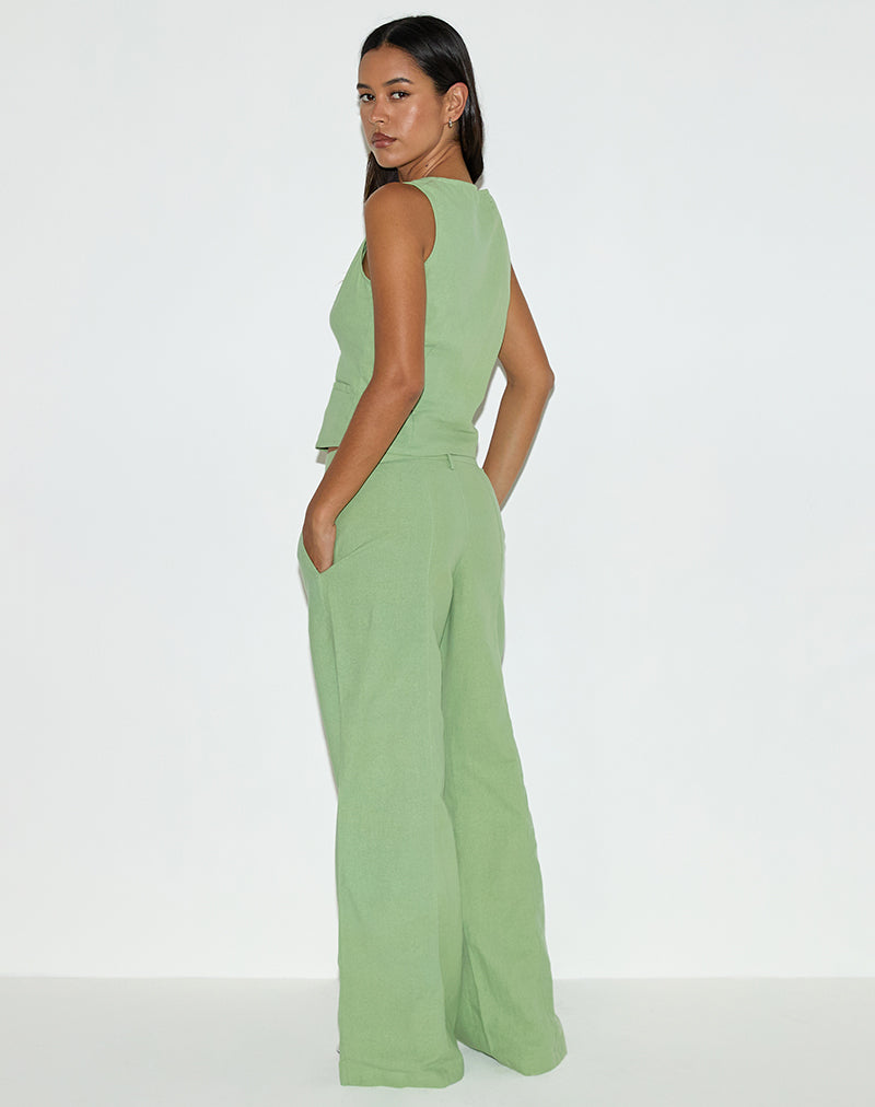 Image of Ganita Vest in Linen Minty Green
