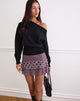 Image of Gayani Ruffle Skirt in Stripe Polka Plum