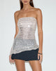 Image of Gentaya Frill Bandeau Top in Neutral Sequin