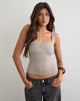 Image of Gincu Ruched Top in Thick Ribbed Moon Rock