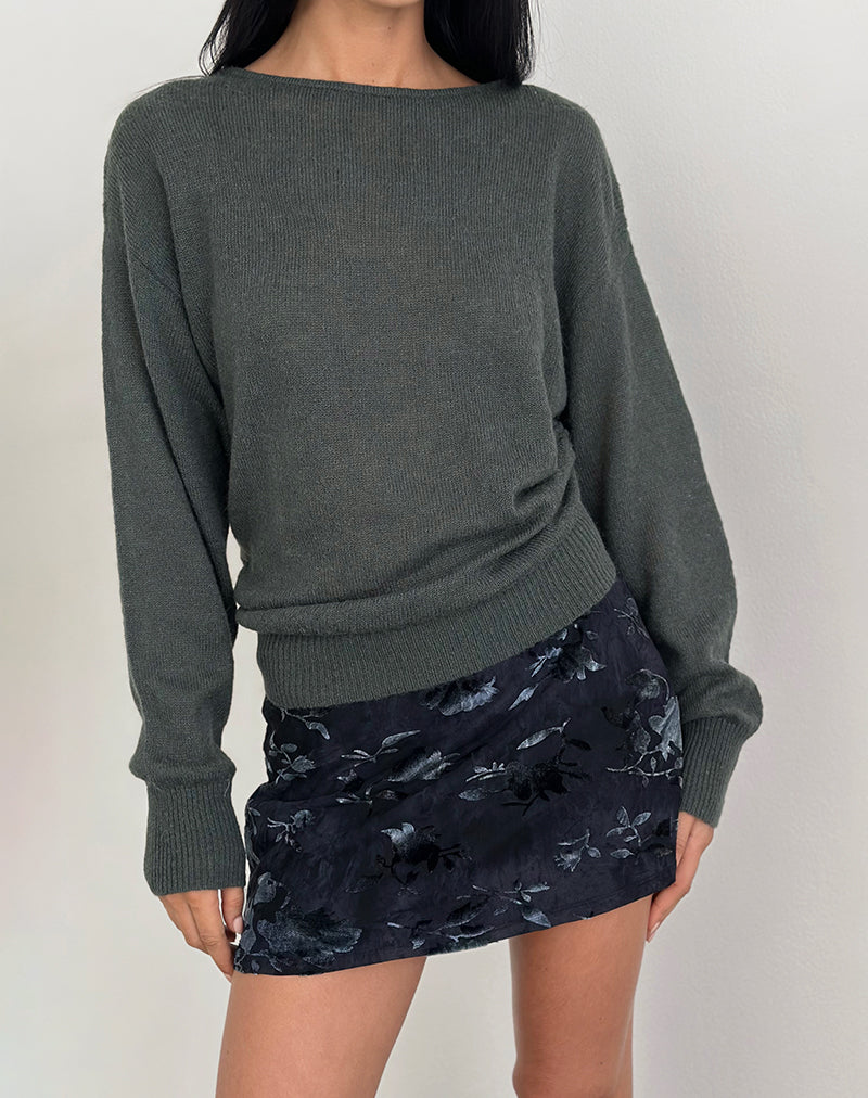 Image of Grisha Long Sleeve Knit Top in Grey Smokey Green