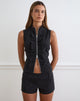 Image of Hanae Zip Frill Top in Tailoring Black