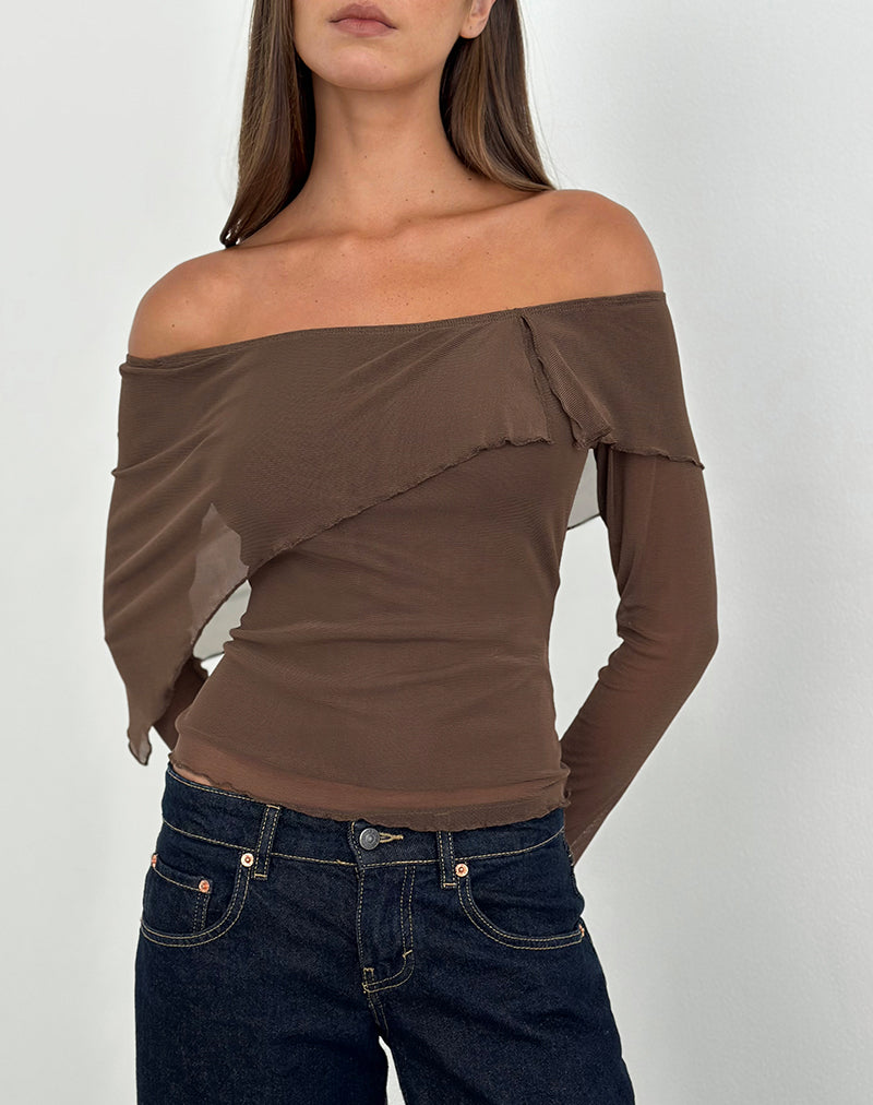 Image of Haze Asymmetric Top in Mesh Brown