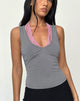 Image of Helma Halterneck Top in Grey with Pink Lace