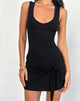 Image of Hikira Plunge Mini Dress in Black with Tie Belt