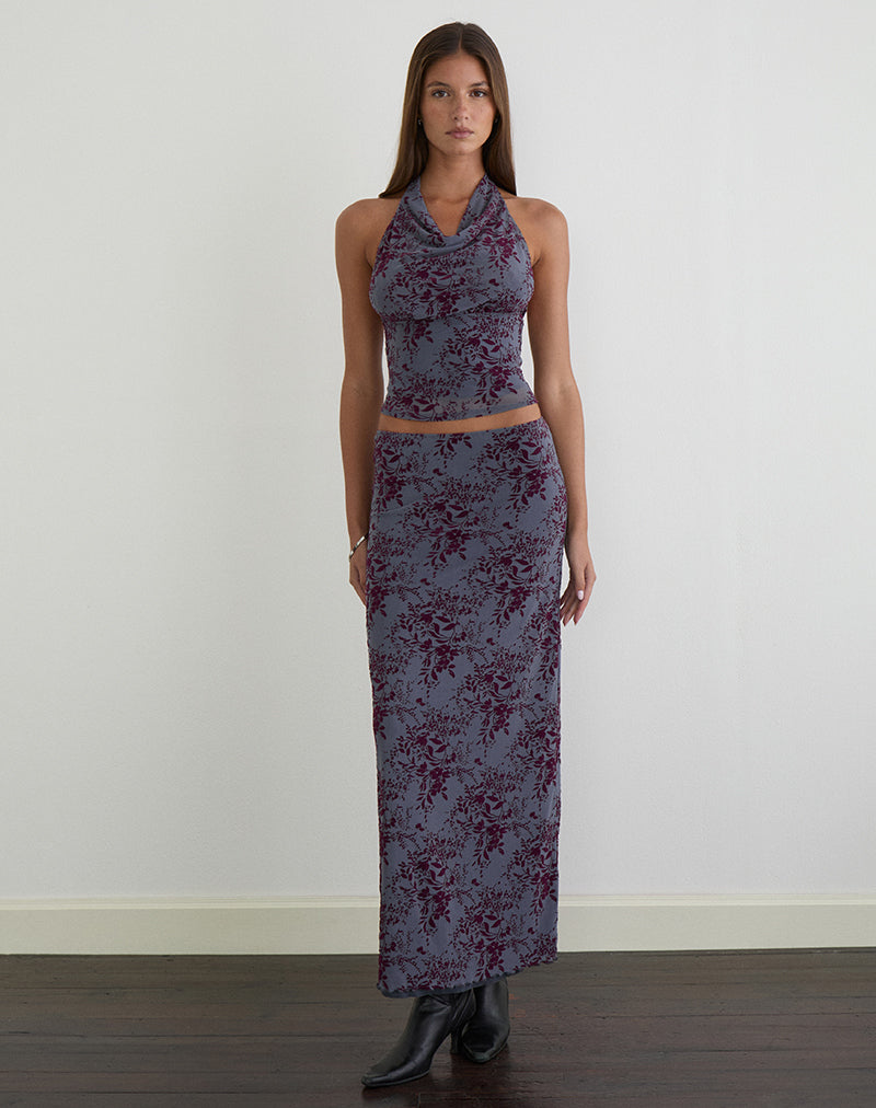 Image of Hineba Top in Fine Leaf Flock Smoke Grey