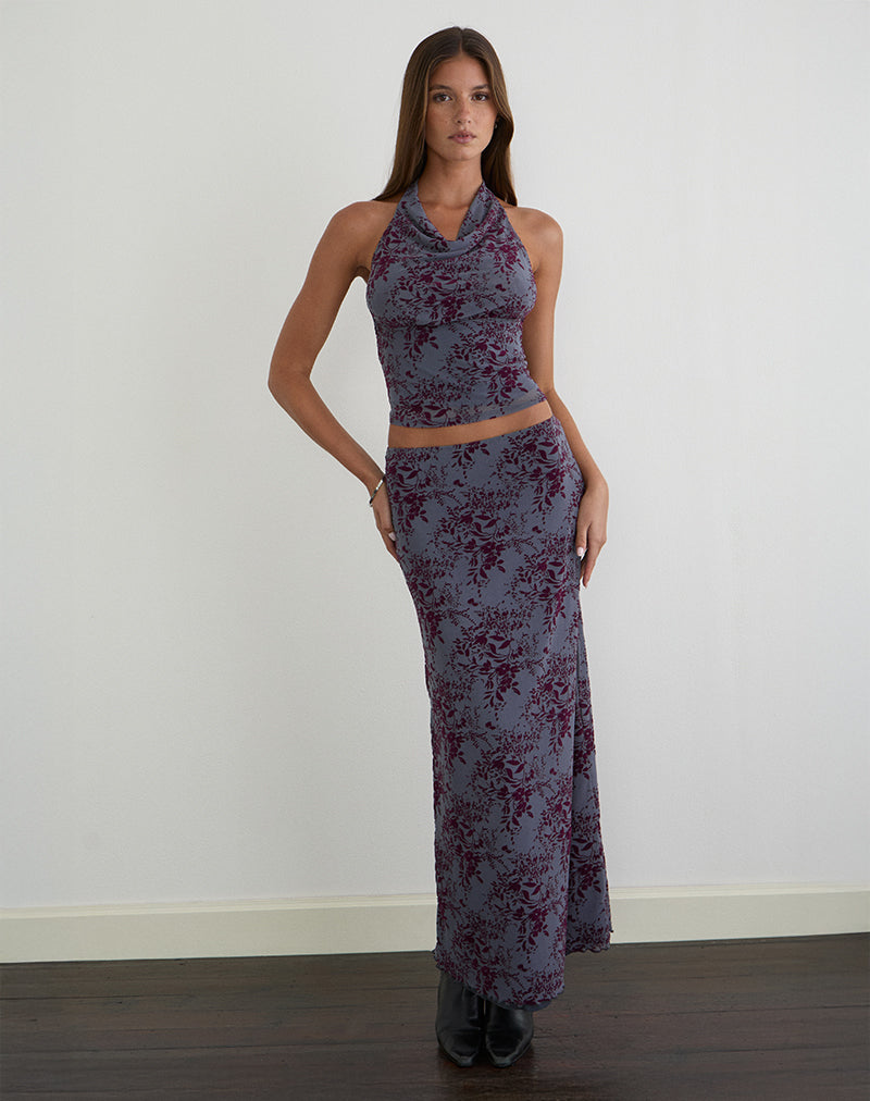 Image of Hineba Top in Fine Leaf Flock Smoke Grey