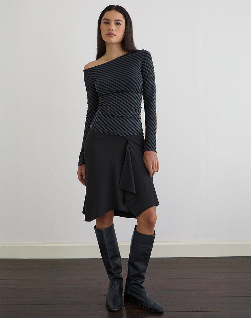 Image of Hoang Slouch Top in Oblique Stripe Ocean Storm