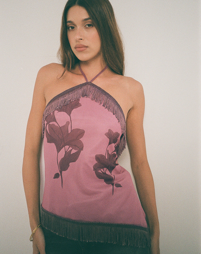 Image of Howard Fringe Top in Tonal Flower Mauve