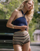 Image of Husan Hot Pants in Green and Brown Stripe