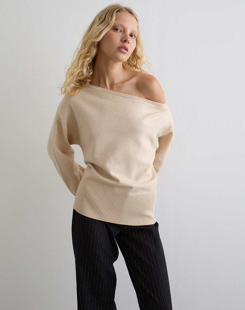Image of Jalira Asymmetric Jumper in Cream