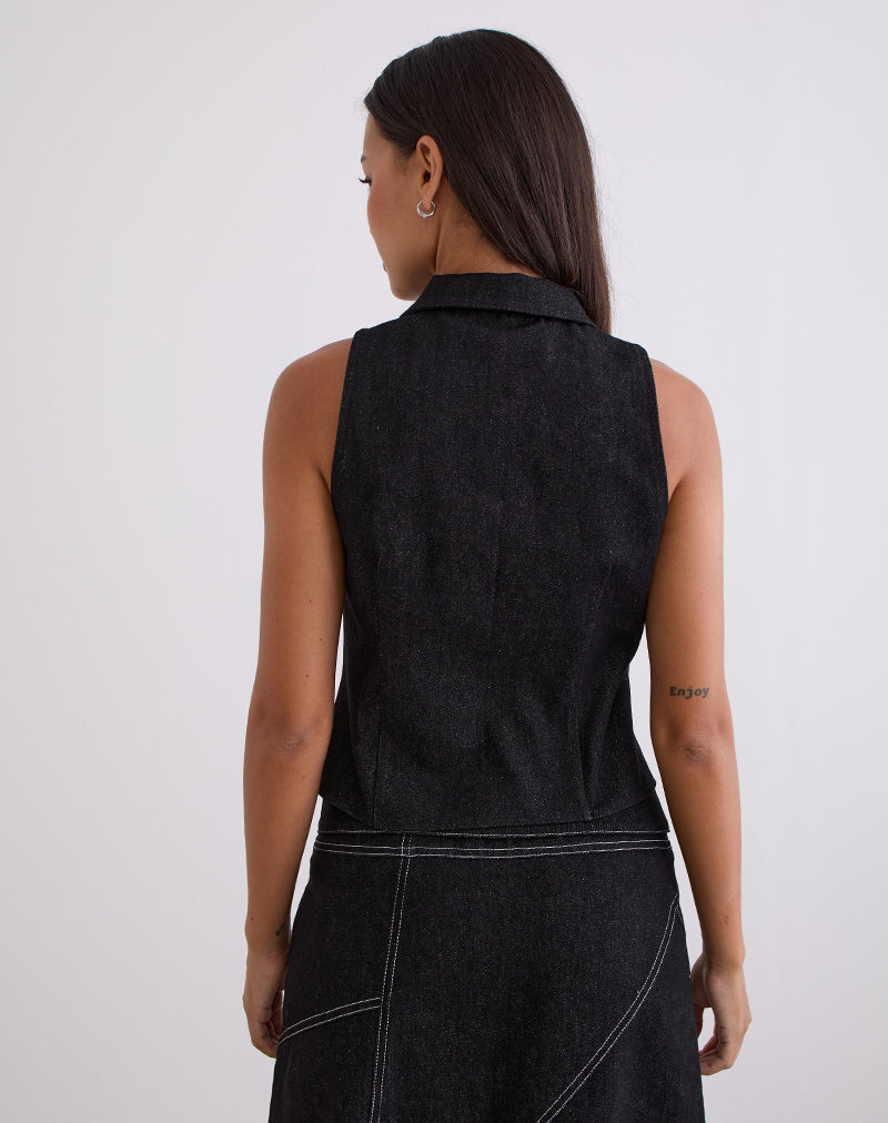 Image of Janae Vest in Denim Black Wash