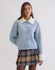 Image of Jano Jacket in Faux Suede Blue with Borg