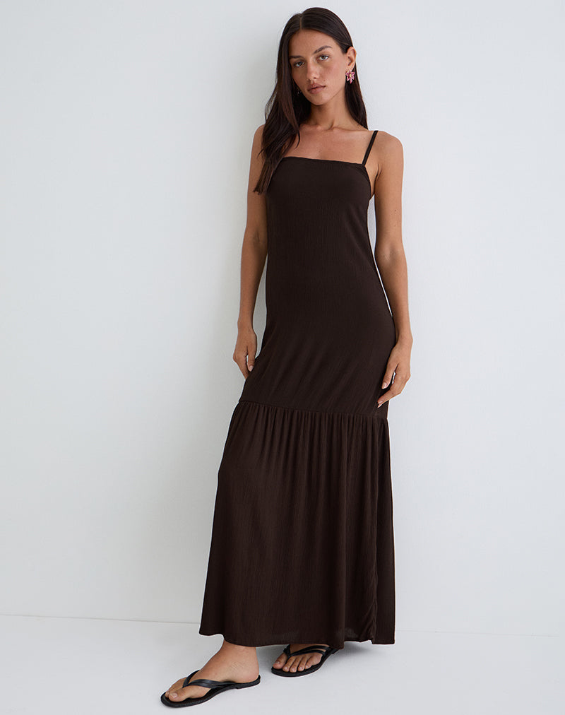 Image of Jenesis Maxi Dress in Crinkle Bitter Chocolate