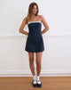 Image of Jesamine Bandeau Dress in Dark Navy with Lace Trim