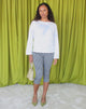 Image of Asla Cropped Capri Trouser in Twill Dogtooth Grey