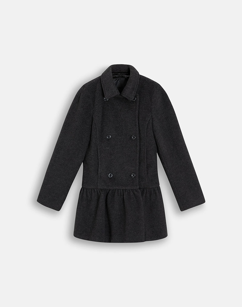 Image of Juliena Coat with Skirt Hem in Dark Grey