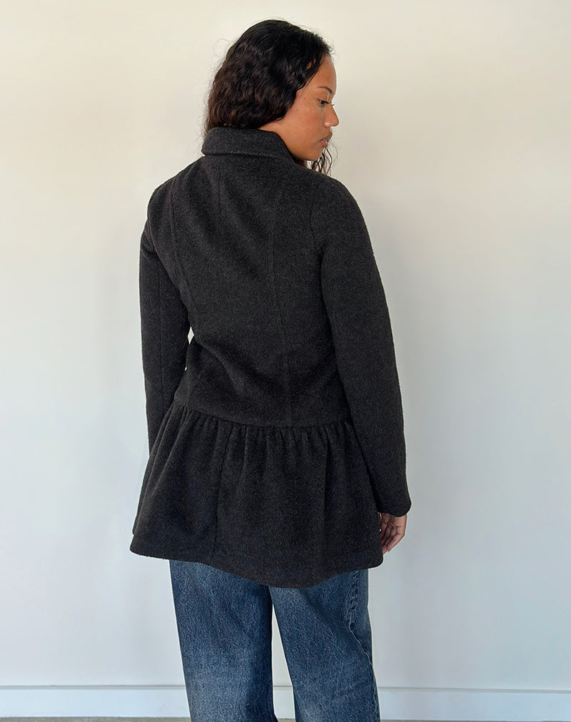 Image of Juliena Coat with Skirt Hem in Dark Grey