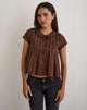 Image of Kaelis Pleated Blouse in Stripe Brown