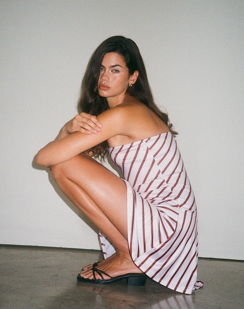 Image of Kagari Mini Dress in Diagonal Stripe Pink