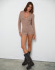 Image of Kaipo Tie Back Playsuit in Brown Ivory Stripe