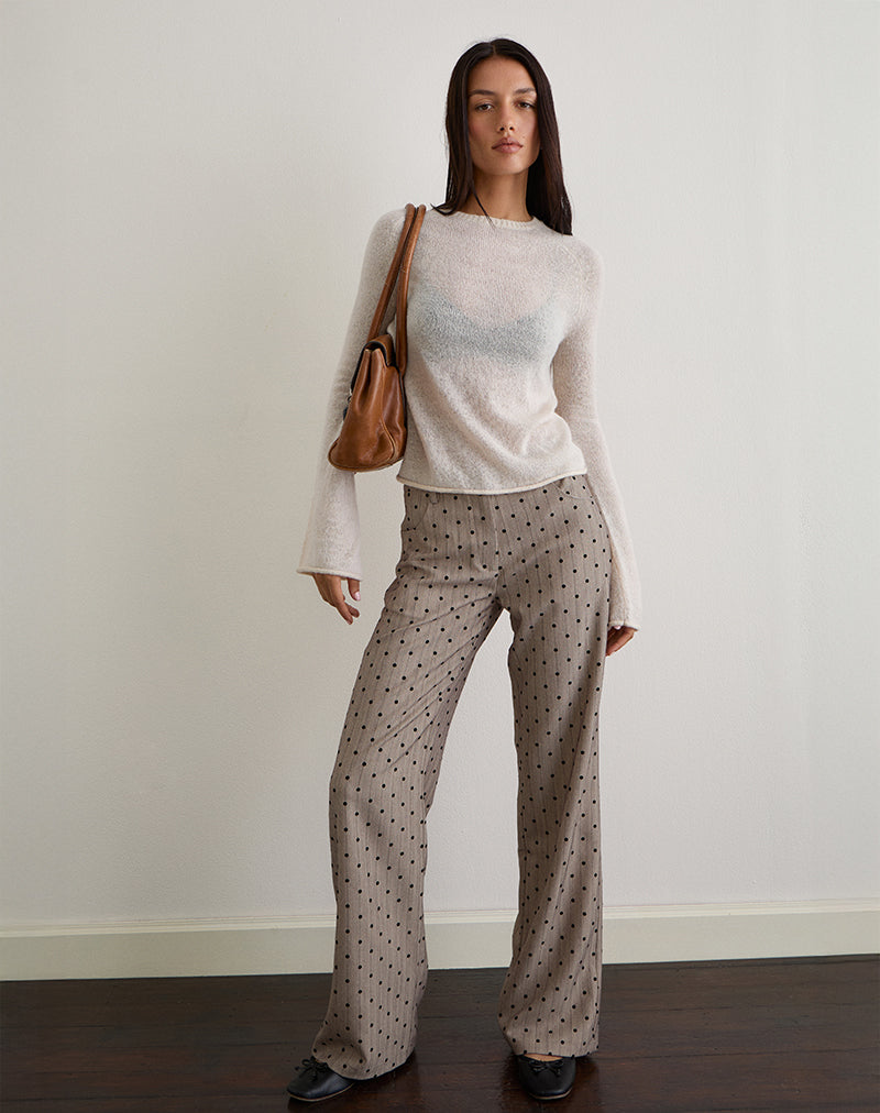 Image of Kaleo Roll Edge Jumper in Knit Ecru