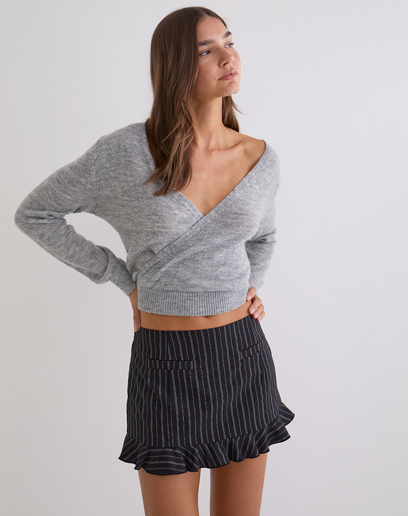 Image of Kalika Mini Skirt in Tailoring Stripe Black