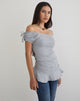 Image of Kanao Bardot Frill Top in Grey Marl