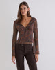 Image of Karilo Long Sleeve Top in Chiffon Royal Paisley Burgundy