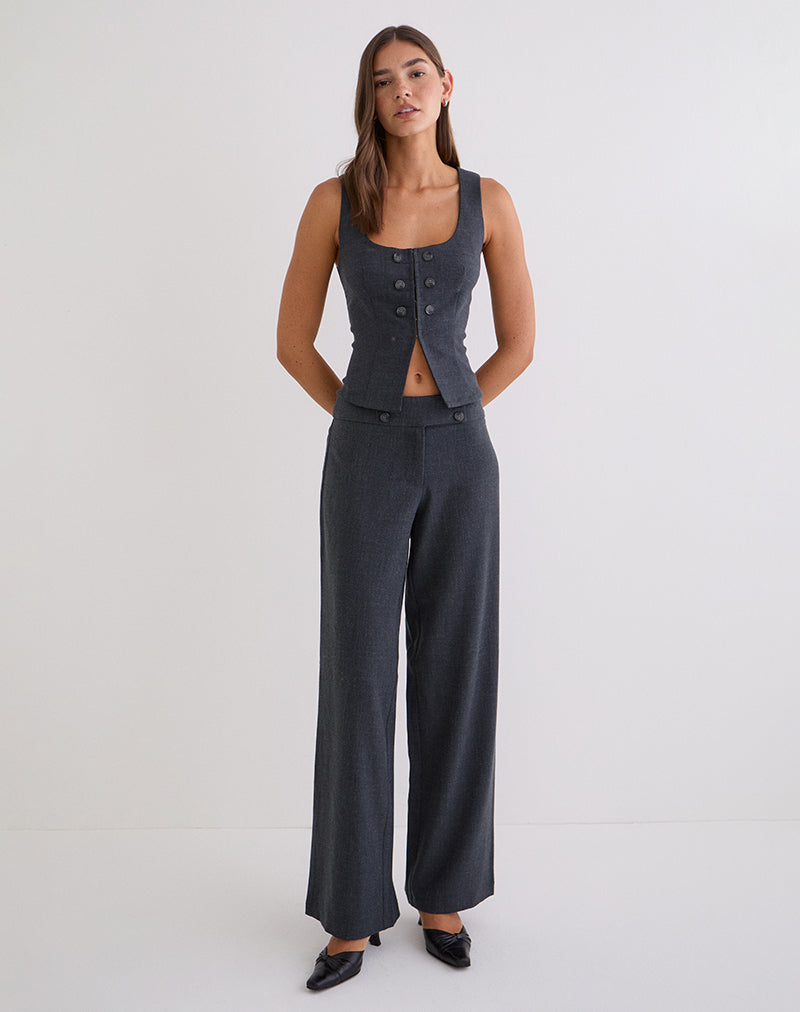 Image of Arisyo Wide Leg Trouser in Tailoring Grey Blue