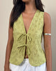 Image of Kayve Tie-Front Top in Little Daisy Broderie Lime