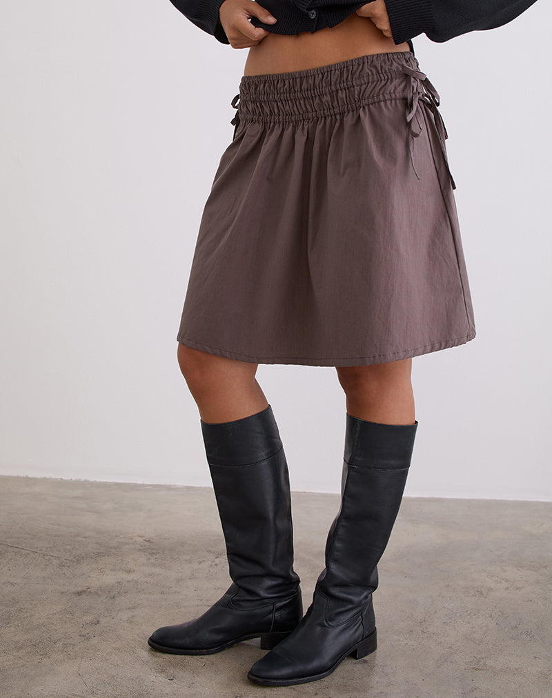 Image of Khimar Gathered Midi Skirt in Peppercorn