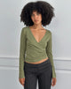 Image of Kien Long Sleeve Wrap Top in Olive
