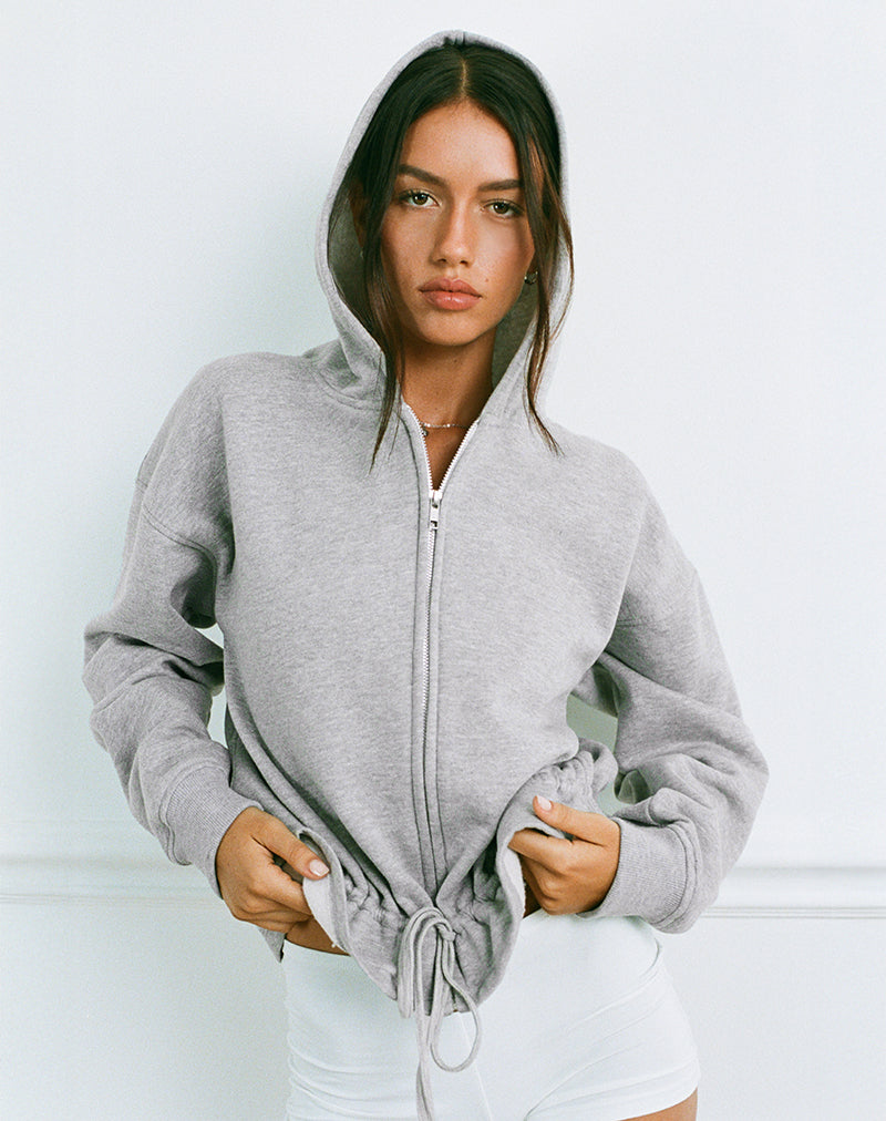 Image of Kit Cinched Waist Hoodie in Grey Marl