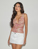 Image of Lahira Cowl Neck Top in Smoky Floral Peach